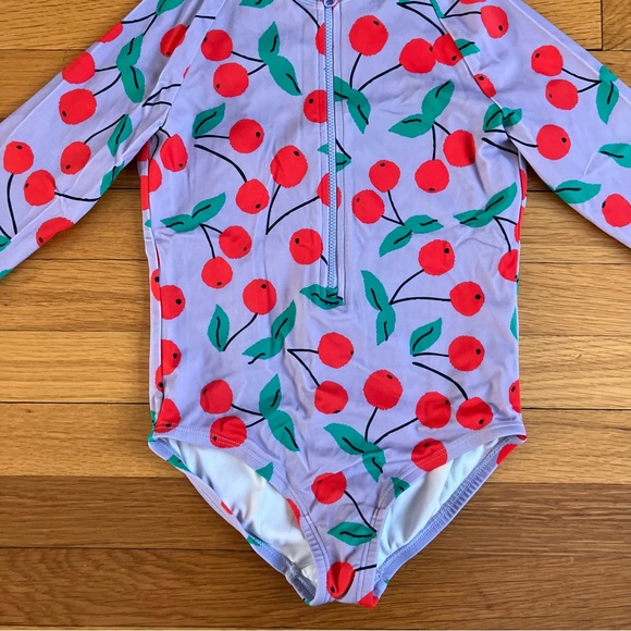 Hanna Andersson Purple Red Cherry Fruit Summer One Piece Bathing Suit 6-7 120 - Picture 2 of 6
